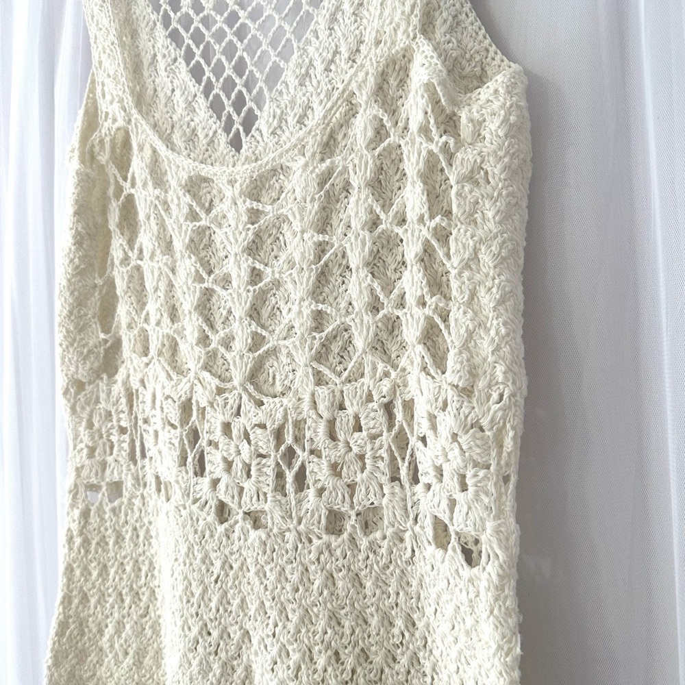 Handmade Crochet Mermaid Midi Maxi Dress Beach Cover Fishtail Hem - Size S/M - Picture 10 of 11